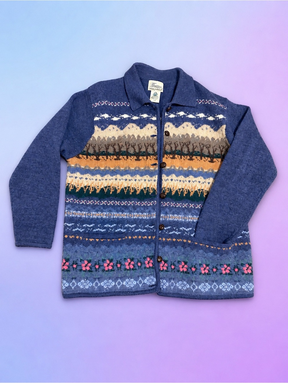 Cottage core vintage 100% woolmark wool cardigan